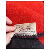 Faribo 100% Wool Red and Black Fluff-Loomed Blanket, small hole