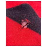 Faribo 100% Wool Red and Black Fluff-Loomed Blanket, small hole