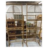 Pair of Vintage Rattan and Metal Arch-Top Bottle Racks or plant stand, 72 Inches Tall