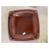 Pair of Vintage Brown Square Glass Plates 9 Inch