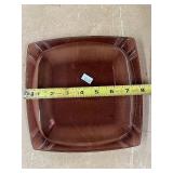 Pair of Vintage Brown Square Glass Plates 9 Inch