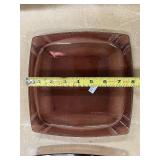Pair of Vintage Brown Square Glass Plates 9 Inch