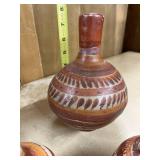Set of 5 Vintage Mexican Pottery Vases and Bottles with Hand-Painted Designs