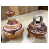 Set of 5 Vintage Mexican Pottery Vases and Bottles with Hand-Painted Designs