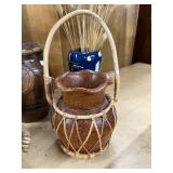 Group of 4 Vintage Decor Items - Vases, Ceramic Jar, and Small Drum