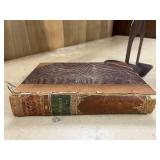 Antique Book "Representative Men" by Emerson, Metal Bookend, and Decorative Owl Bookend