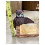 Antique Book "Representative Men" by Emerson, Metal Bookend, and Decorative Owl Bookend