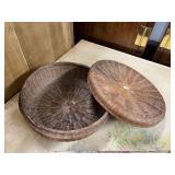 Mixed Home Decor Lot: Wicker Baskets, Planter, Decorative Box, Picture Frame, and More