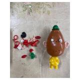 Vintage Mixed Decor and Collectibles Lot - Basket, Wall Art, Mr. Potato Head, Plate