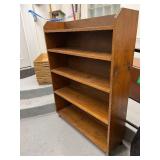 Wooden 4-Shelf Rolling Bookcase with Back Panel