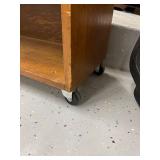 Wooden 4-Shelf Rolling Bookcase with Back Panel