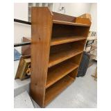 Wooden 4-Shelf Rolling Bookcase with Back Panel