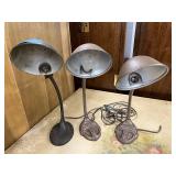 Set of 3 Vintage Rodale Gooseneck Desk Lamps Cast Iron Base