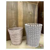 Set of 2 Decorative Wicker Wastebaskets