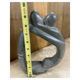Carved Soapstone Abstract Sculpture of Embracing Figures 9 Inch