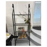 Metal 4-Tier Mesh Shelf Rack with Decorative Scrolls