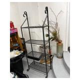 Metal 4-Tier Mesh Shelf Rack with Decorative Scrolls