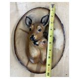 Vintage Deer Wall Plaque with 3D Doe and Fawn Design