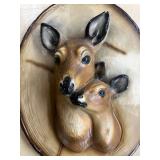 Vintage Deer Wall Plaque with 3D Doe and Fawn Design