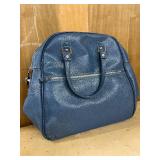 Large Blue Textured Handbag with Zippered Pocket