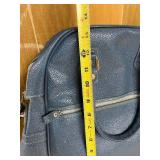 Large Blue Textured Handbag with Zippered Pocket