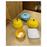 Vintage Enamelware Cookware Set - Pots, Pans, Bowls and Lidded Containers