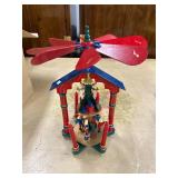 Wooden Christmas Holiday Carousel Pyramid with Nutcracker Figures and Box