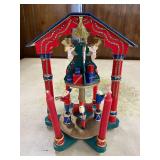 Wooden Christmas Holiday Carousel Pyramid with Nutcracker Figures and Box