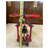 Wooden Christmas Holiday Carousel Pyramid with Nutcracker Figures and Box