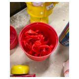 Vintage Toy Collection: Kaleidoscopes, Barrel of Monkeys, Rattly Car, Pig Figurine, and Coin Bank