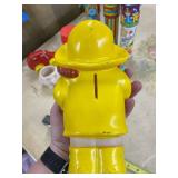 Vintage Toy Collection: Kaleidoscopes, Barrel of Monkeys, Rattly Car, Pig Figurine, and Coin Bank