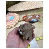 Assorted Decorative Lot: Mini Ironing Board, Sports Decor, Ceramic Bear, and More