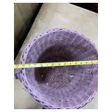 Small Lavender Wicker Laundry Basket with Lid and Side Handles