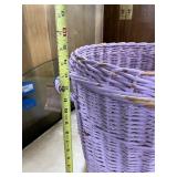 Small Lavender Wicker Laundry Basket with Lid and Side Handles