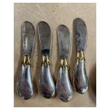 Set of 4 Silverplate Spreader Knives with Gold Accents and Eggplant-Shaped Serving Tray