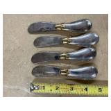 Set of 4 Silverplate Spreader Knives with Gold Accents and Eggplant-Shaped Serving Tray
