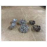 Set of 3 Vintage Silver Tone Clip-On Earrings
