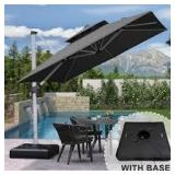 PURPLE LEAF 9 ft. Square High-Quality Aluminum Cantilever Outdoor Patio Umbrella with Stand, Gray     Customer Returns See Pictures