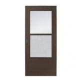 Andersen 200 Series 34 in. x 80 in. Bronze Universal 3/4 Light Mid-View Aluminum Storm Door with Black Handle Set   Customer Returns See Pictures