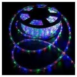 walsport Outdoor 100 ft. 110-Volt Plug Color Changing Light LED Color Changing Lights Rope Light Customer Returns See Pictures
