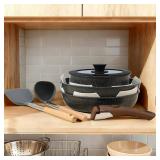 Vipwind 15 Piece Ceramic Cookware Set with Detachable Handles