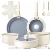 Ammeloo 18 Piece Ceramic Pots and Pans Set with Detachable Handles