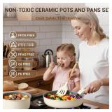 Ammeloo 18 Piece Ceramic Pots and Pans Set with Detachable Handles