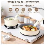 Ammeloo 18 Piece Ceramic Pots and Pans Set with Detachable Handles