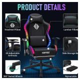 Hoffree LED Gaming Chair for Youths 8-15 Years of Age (Chair is Purple and Black)