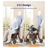 Vocic 2-in-1 Walker Wheelchair Combo