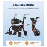 Vocic 2-in-1 Walker Wheelchair Combo