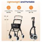 Vocic Narrow Rollator Walker for Small Spaces