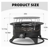 Panovue 24" Portable Propane Fire Pit with Grill