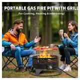 Panovue 24" Portable Propane Fire Pit with Grill